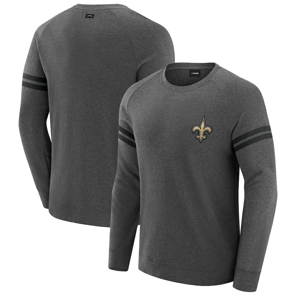 New Orleans Saints J. Palmer Players Lounge Raglan Tri-Blend Sweatshirt Dark Heather Gray | NFL