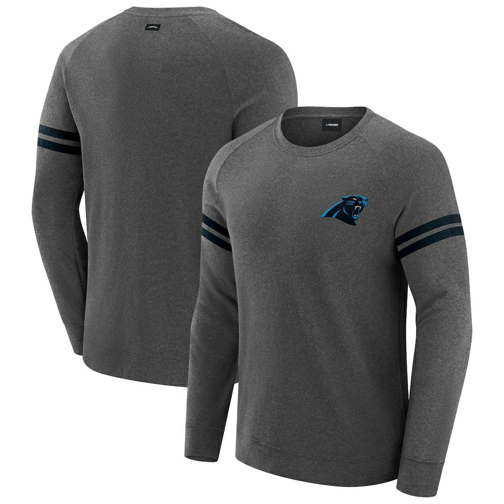 Carolina Panthers J. Palmer Players Lounge Raglan Tri-Blend Sweatshirt Dark Heather Gray | NFL