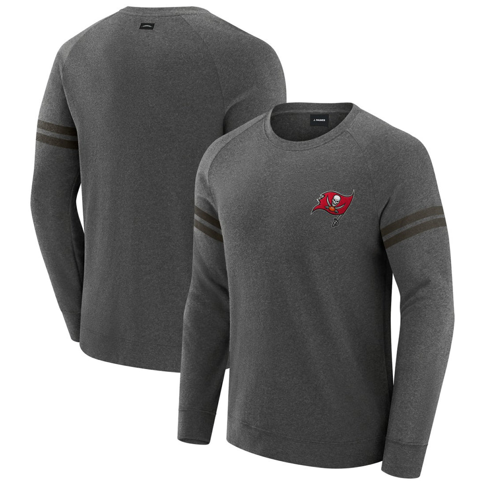 Tampa Bay Buccaneers J. Palmer Players Lounge Raglan Tri-Blend Sweatshirt Dark Heather Gray | NFL
