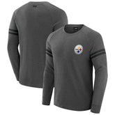 Pittsburgh Steelers J. Palmer Players Lounge Raglan Tri-Blend Sweatshirt Dark Heather Gray | NFL