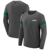 New York Jets J. Palmer Players Lounge Raglan Tri-Blend Sweatshirt Dark Heather Gray | NFL