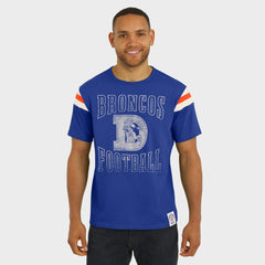 Denver Broncos Darius Rucker Collection Distressed Throwback Shoulder Stripe T-Shirt Royal | Fanatics