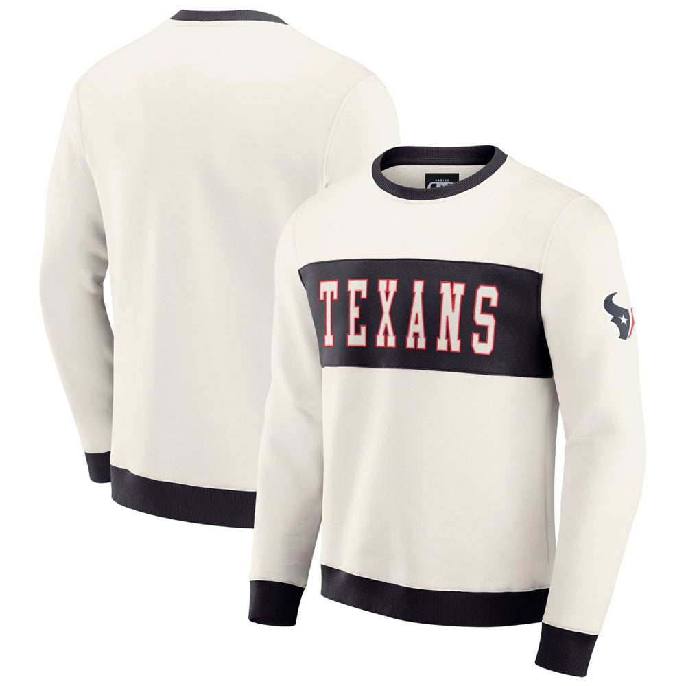 Houston Texans Darius Rucker Collection Colorblock Pullover Sweatshirt Cream | Fanatics