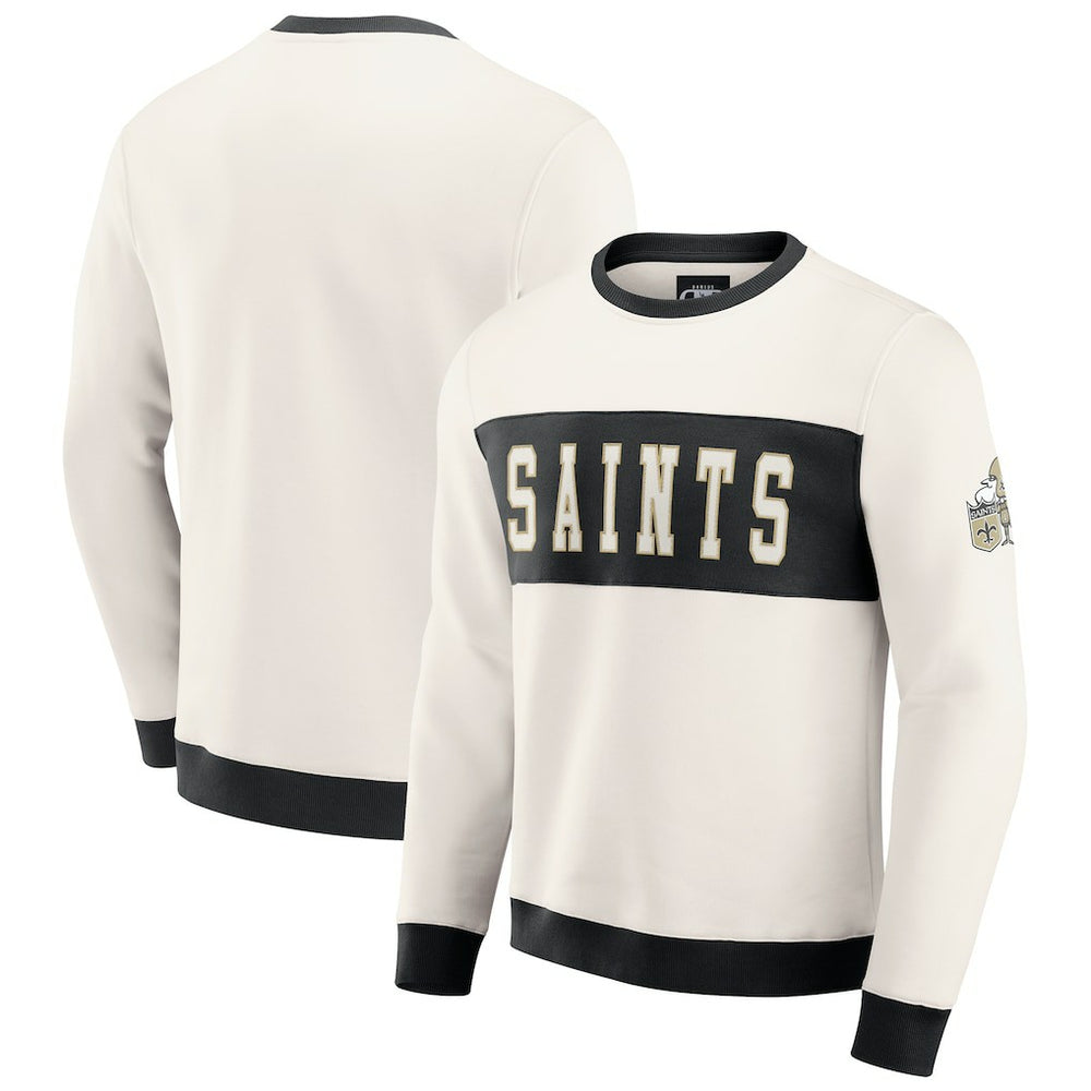 New Orleans Saints Darius Rucker Collection Colorblock Pullover Sweatshirt Cream | Fanatics