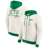 New York Jets Darius Rucker Collection Distressed Graphics Full-Zip Hoodie Cream | Fanatics