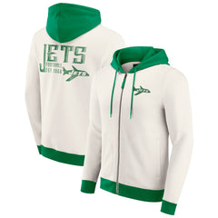 New York Jets Darius Rucker Collection Distressed Graphics Full-Zip Hoodie Cream | Fanatics