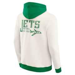 New York Jets Darius Rucker Collection Distressed Graphics Full-Zip Hoodie Cream | Fanatics