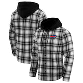 Buffalo Bills NFL x Darius Rucker Collection Plaid Flannel Quilted Full-Snap Hooded Shacket Black | Fanatics