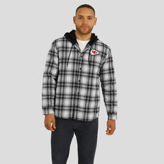 Kansas City Chiefs NFL x Darius Rucker Collection Plaid Flannel Quilted Full-Snap Hooded Shacket Black | Fanatics