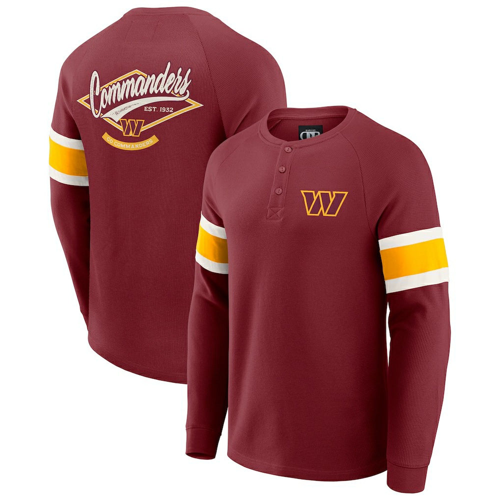 Washington Commanders Darius Rucker Collection Waffle-Knit Raglan Long Sleeve Henley T-Shirt Burgundy | Fanatics