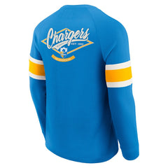 Los Angeles Chargers Darius Rucker Collection Waffle-Knit Raglan Long Sleeve Henley T-Shirt Powder Blue | Fanatics