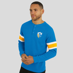 Los Angeles Chargers Darius Rucker Collection Waffle-Knit Raglan Long Sleeve Henley T-Shirt Powder Blue | Fanatics