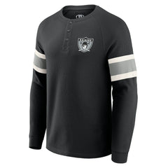 Las Vegas Raiders Darius Rucker Collection Waffle-Knit Raglan Long Sleeve Henley T-Shirt Black | Fanatics