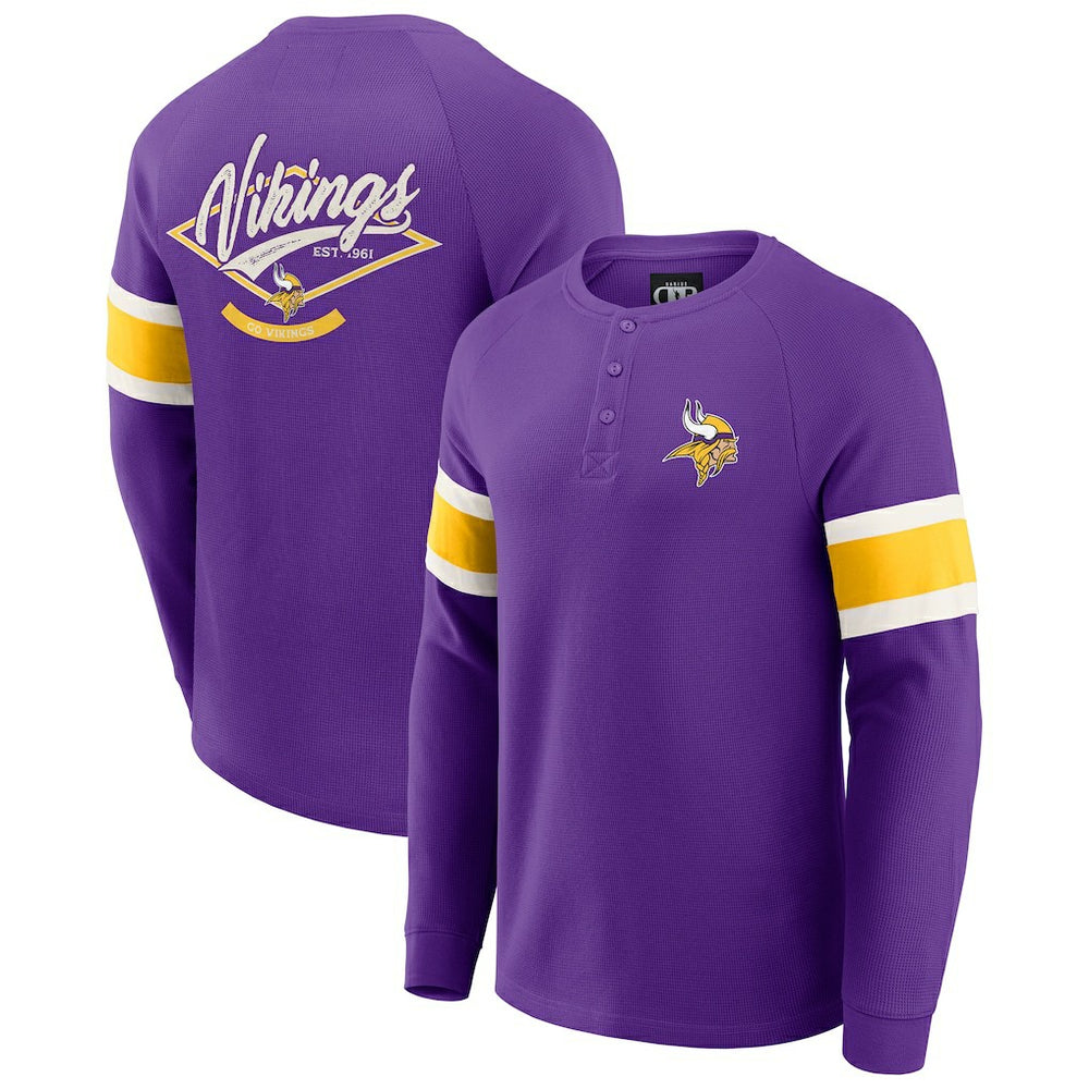 Minnesota Vikings Darius Rucker Collection Waffle-Knit Raglan Long Sleeve Henley T-Shirt Purple | Fanatics