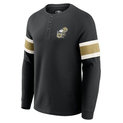 New Orleans Saints Darius Rucker Collection Waffle-Knit Raglan Long Sleeve Henley T-Shirt Black | Fanatics