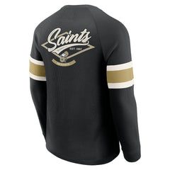 New Orleans Saints Darius Rucker Collection Waffle-Knit Raglan Long Sleeve Henley T-Shirt Black | Fanatics