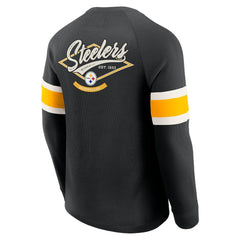 Pittsburgh Steelers Darius Rucker Collection Waffle-Knit Raglan Long Sleeve Henley T-Shirt Black | Fanatics