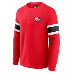 San Francisco 49ers Darius Rucker Collection Waffle-Knit Raglan Long Sleeve Henley T-Shirt Scarlet | Fanatics
