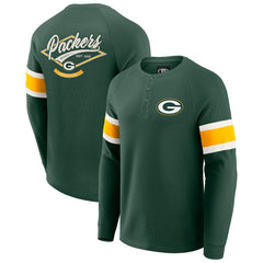 Green Bay Packers Darius Rucker Collection Waffle-Knit Raglan Long Sleeve Henley T-Shirt Green | Fanatics