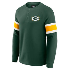 Green Bay Packers Darius Rucker Collection Waffle-Knit Raglan Long Sleeve Henley T-Shirt Green | Fanatics