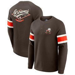 Cleveland Browns Darius Rucker Collection Waffle-Knit Raglan Long Sleeve Henley T-Shirt Brown | Fanatics