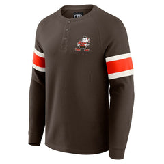 Cleveland Browns Darius Rucker Collection Waffle-Knit Raglan Long Sleeve Henley T-Shirt Brown | Fanatics