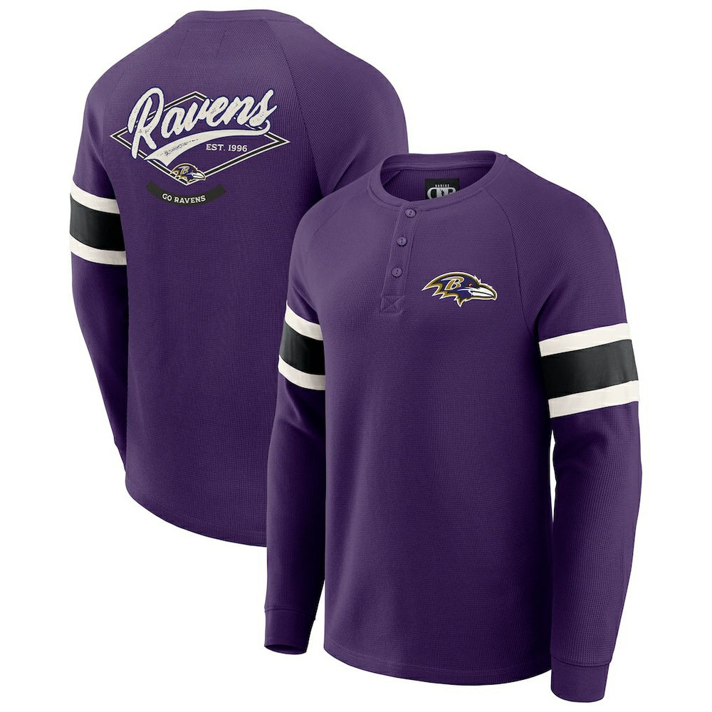Baltimore Ravens Darius Rucker Collection Waffle-Knit Raglan Long Sleeve Henley T-Shirt Purple | Fanatics