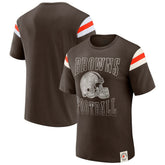 Cleveland Browns Darius Rucker Collection Football Stripe Sleeve T-Shirt Brown | Fanatics