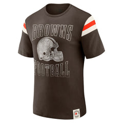 Cleveland Browns Darius Rucker Collection Football Stripe Sleeve T-Shirt Brown | Fanatics