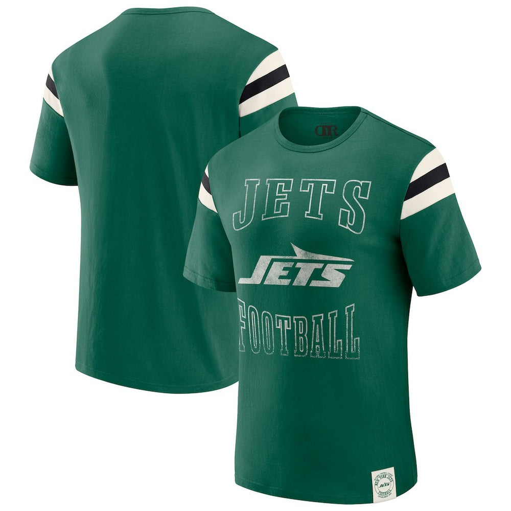 New York Jets Darius Rucker Collection Football Stripe Sleeve T-Shirt Green | Fanatics