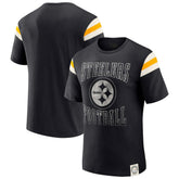 Pittsburgh Steelers Darius Rucker Collection Football Stripe Sleeve T-Shirt Black | Fanatics