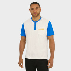 Los Angeles Chargers Darius Rucker Collection Henley Colorblock Slub Pocket T-Shirt Cream | Fanatics