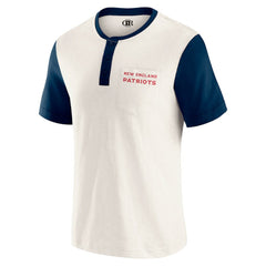 New England Patriots Darius Rucker Collection Henley Colorblock Slub Pocket T-Shirt Cream | Fanatics