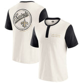 New Orleans Saints Darius Rucker Collection Henley Colorblock Slub Pocket T-Shirt Cream | Fanatics