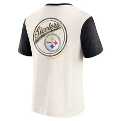 Pittsburgh Steelers Darius Rucker Collection Henley Colorblock Slub Pocket T-Shirt Cream | Fanatics