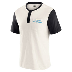 Carolina Panthers Darius Rucker Collection Henley Colorblock Slub Pocket T-Shirt Cream | Fanatics