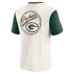 Green Bay Packers Darius Rucker Collection Henley Colorblock Slub Pocket T-Shirt Cream | Fanatics