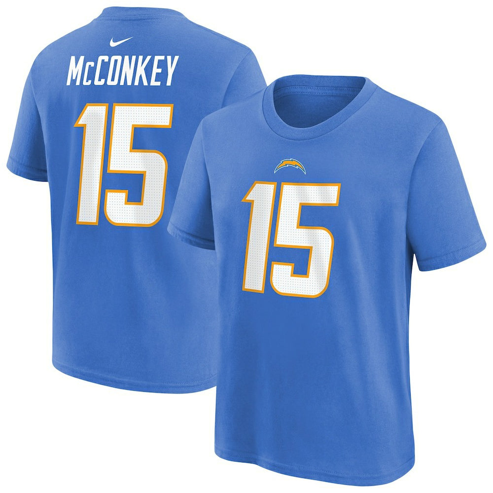 Ladd McConkey Los Angeles Chargers Youth Player Name & Number T-Shirt Powder Blue | Nike for Sale