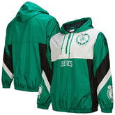 Boston Celtics Hardwood Classics Team Origins Anorak Quarter-Zip Windbreaker Jacket Kelly Green - NBA