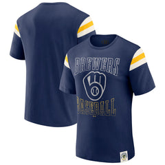 Milwaukee Brewers Darius Rucker Collection by Fanatics Distressed Sleeve Stripe T-Shirt - MLB