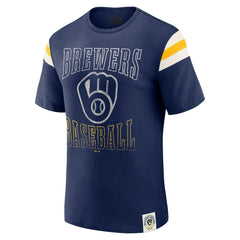 Milwaukee Brewers Darius Rucker Collection by Fanatics Distressed Sleeve Stripe T-Shirt - MLB