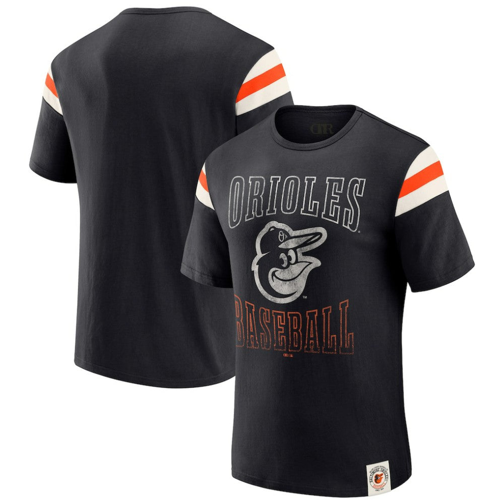 Baltimore Orioles Darius Rucker Collection by Fanatics Distressed Sleeve Stripe T-Shirt - MLB