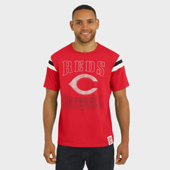 Cincinnati Reds Darius Rucker Collection by Fanatics Distressed Sleeve Stripe T-Shirt - MLB