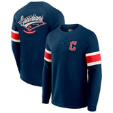 Cleveland Guardians Darius Rucker Collection by Fanatics Waffle-Knit Raglan Long Sleeve Henley T-Shirt - MLB
