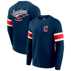 Cleveland Guardians Darius Rucker Collection by Fanatics Waffle-Knit Raglan Long Sleeve Henley T-Shirt - MLB