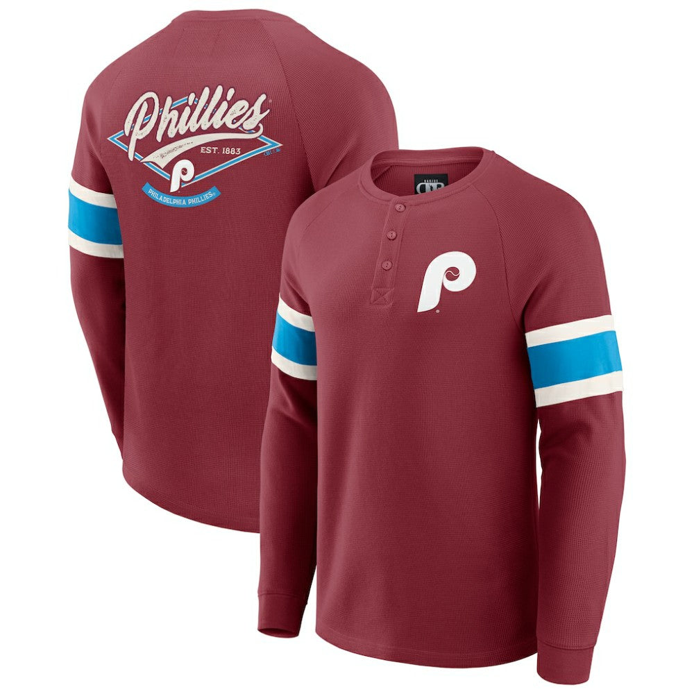 Philadelphia Phillies Darius Rucker Collection by Fanatics Waffle-Knit Raglan Long Sleeve Henley T-Shirt - MLB