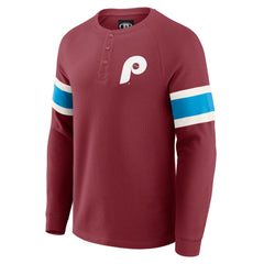 Philadelphia Phillies Darius Rucker Collection by Fanatics Waffle-Knit Raglan Long Sleeve Henley T-Shirt - MLB