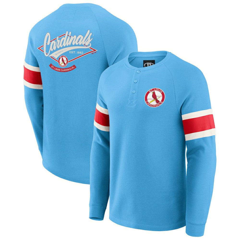 St. Louis Cardinals Darius Rucker Collection by Fanatics Waffle-Knit Raglan Long Sleeve Henley T-Shirt - MLB