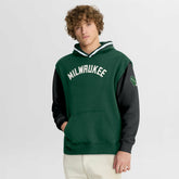 Milwaukee Bucks Half Court Shot Clock Fastbreak Hoodie Hunter Green/Black - NBA