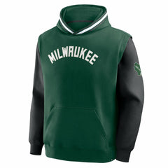 Milwaukee Bucks Half Court Shot Clock Fastbreak Hoodie Hunter Green/Black - NBA